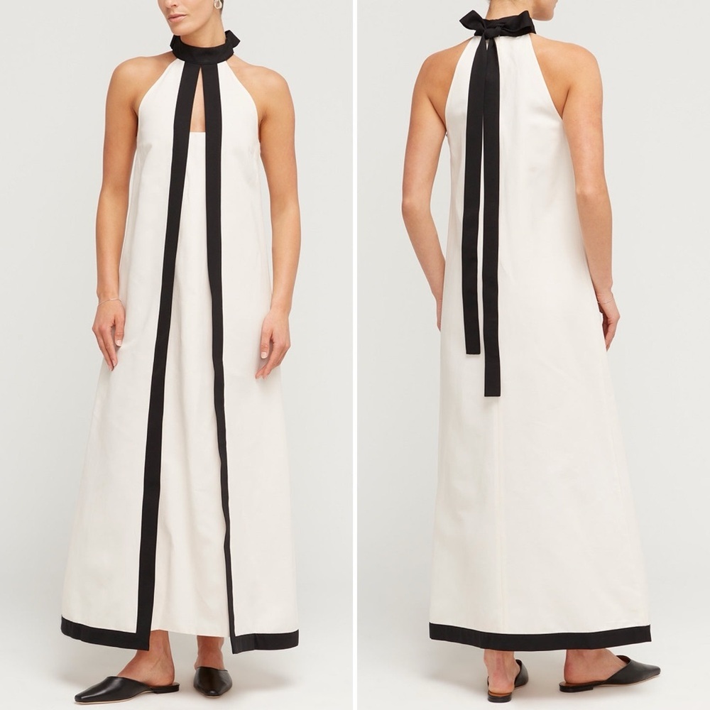 Staud Wright Halterneck Dress in Ecru and Black Size Small. Worn once. - Picture 10 of 15
